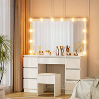 Thumbnail for Dressing Table with Stool Illuminated vanity table with 12 LED bulbs
