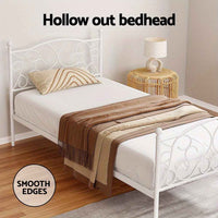 Thumbnail for Artiss Single Bed Metal Bed Frame - White GROA Contemporary Platform Foundation