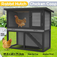 Thumbnail for Outdoor Chicken Coop, Rabbit Hutch, Guinea Pig Enclosed Cage