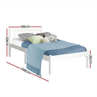 Thumbnail for Wooden White Single Bed Frame Single Bed SOFIE