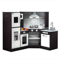 Thumbnail for Keezi Kids Kitchen Play Set Wooden Pretend Cooking Playset w/Sounds Lights Black