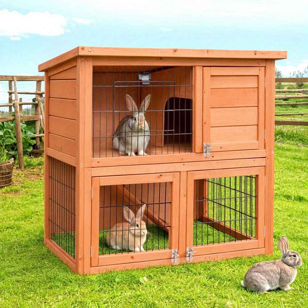 I. Pet 2-Tier Outdoor Wooden Chicken Coop & Rabbit Hutch