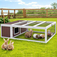 Thumbnail for i.Pet Rabbit Hutch 124cm x 90cm x 35cm Chicken Coop Large Outdoor Wooden Run Cage House