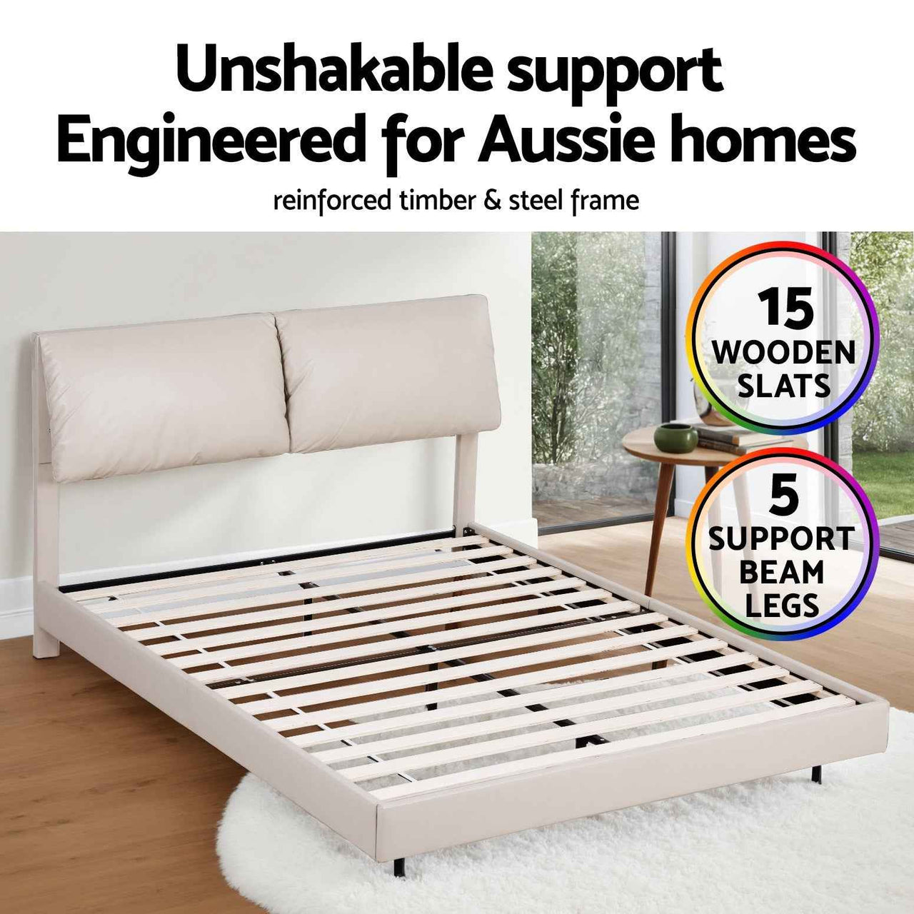 ARTISS Contemporary Double Bed Frame with RGB LED Headboard | USB Powered