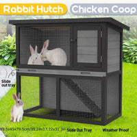 Thumbnail for Outdoor Chicken Coop, Rabbit Hutch, Guinea Pig Enclosed Cage