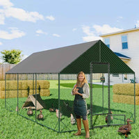 Thumbnail for Upgraded XXL-Large 6mx 3m Heavy Duty Metal Walk-in Chicken Coop - Thicken Strong Frame - Full Shade - extra small door