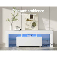 Thumbnail for Artiss Entertainment Unit TV Cabinet LED RGB 130cm Storage Drawers White