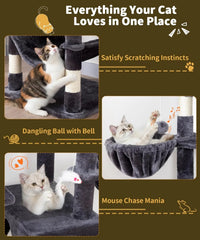 AMHANCIBLE 180cm Tall Cat Tree Scratching Post Hammock Condos Hanging Basket  Activity Center  Dark Grey dealsrusau