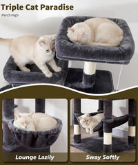 AMHANCIBLE 180cm Tall Cat Tree Scratching Post Hammock Condos Hanging Basket  Activity Center  Dark Grey dealsrusau
