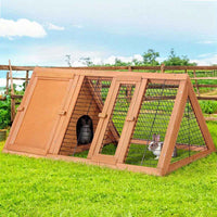 Thumbnail for i.Pet Rabbit Hutch Chicken Coop Run Wooden Cage Guinea Pig House Outdoor cage