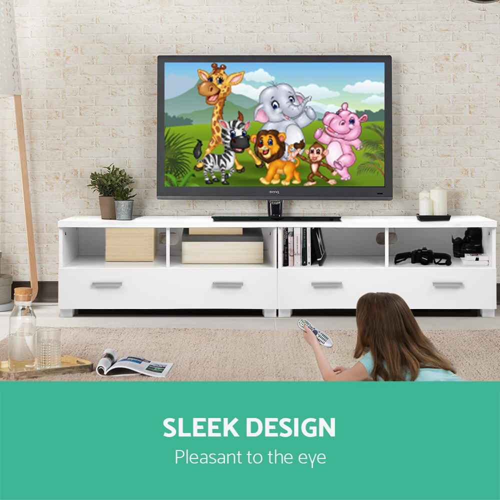 Artiss TV Cabinet Entertainment Unit Stand 180cm 4 Storage Drawers White Eddie