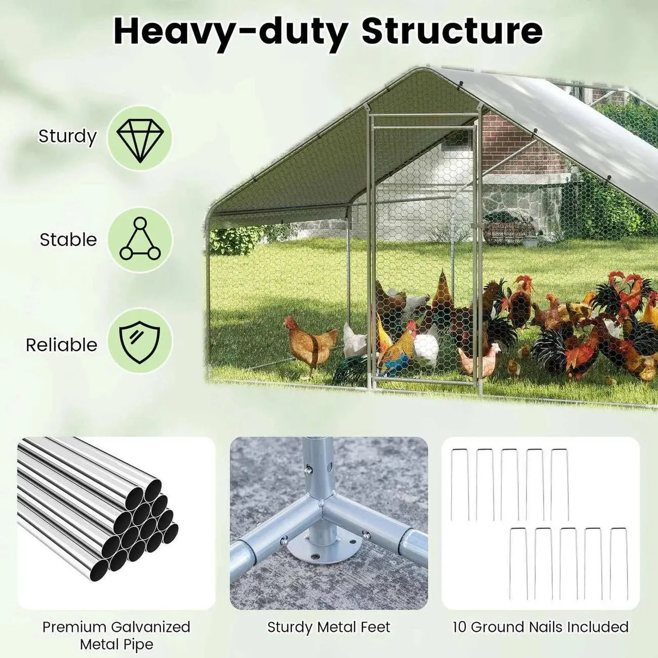 Walk-In Chicken Coop Outdoor Chicken Run 4m x 3m dealsrusau