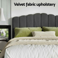 Thumbnail for ARTISS Grey Velvet Double Bed Frame - Contemporary Hardwood Style