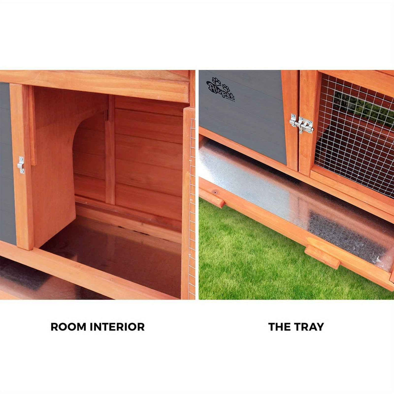 Alopet Wooden Rabbit Hutch, Guinea Pig, Outdoor Chicken Coop with Run Cage