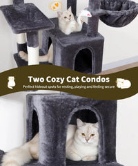 AMHANCIBLE 180cm Tall Cat Tree Scratching Post Hammock Condos Hanging Basket  Activity Center  Dark Grey dealsrusau