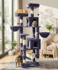 AMHANCIBLE 180cm Tall Cat Tree Scratching Post Hammock Condos Hanging Basket  Activity Center  Dark Grey dealsrusau