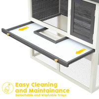 Thumbnail for Outdoor Rabbit Hutch Wooden Chicken Coop, Spacious Mesh Wire Enclosed Cage, Pull Out Tray&Easy Clean For Bunnies, Chickens, Guinea Pigs, Rabbit