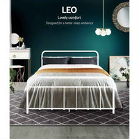 Thumbnail for Sturdy White Metal Double Bed Frame - Modern Country Style