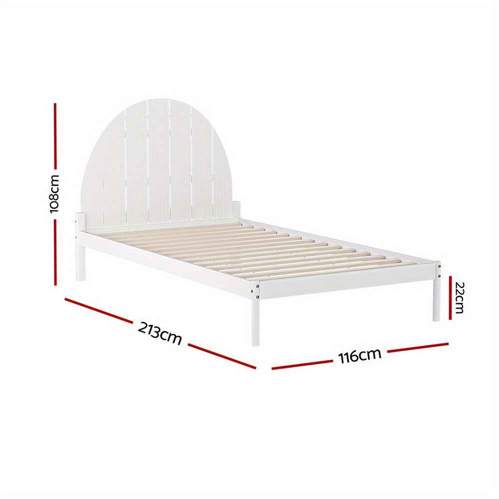 King Single Bed Wooden White Bed Frame DALY - Contemporary Style | Adult Bed