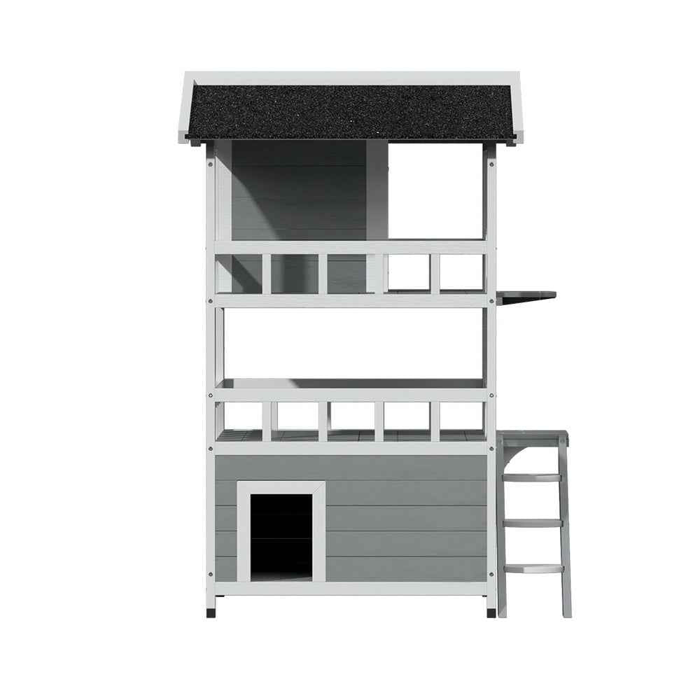 i.Pet Cat House Outdoor Shelter 72cm x 72cm x 127cm Hutch Wooden Condo Small Dog Pet Houses Enclosure