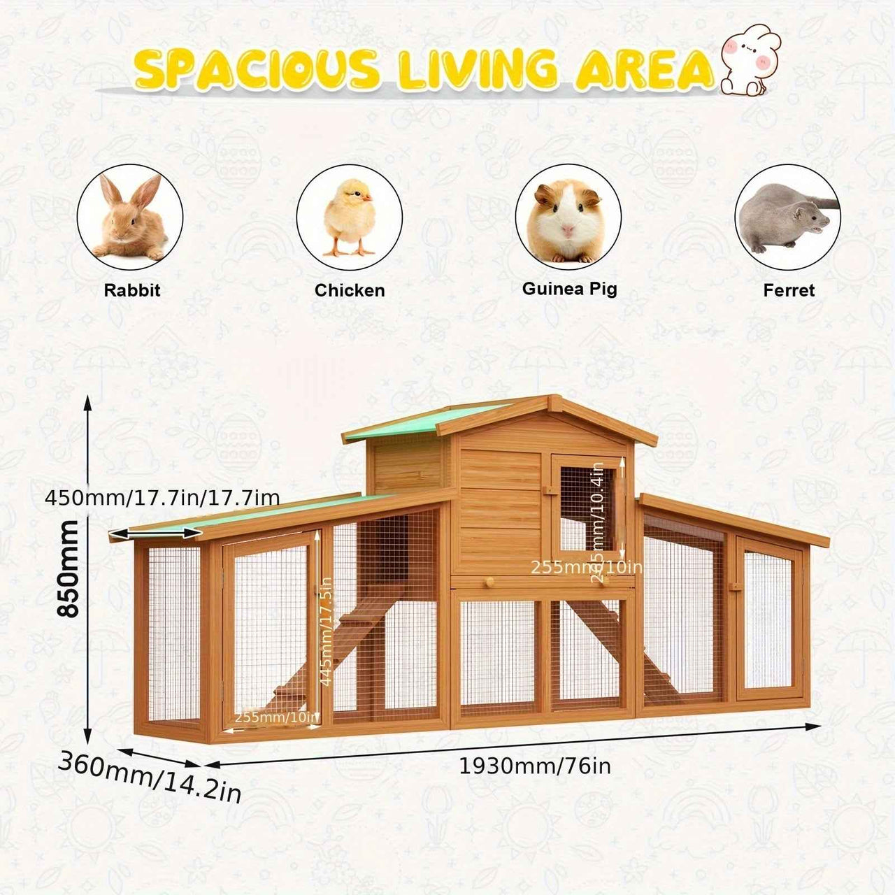 Large Wooden Advwin Rabbit Hutch | 2 Level | Wooden | Large | For Small Animals