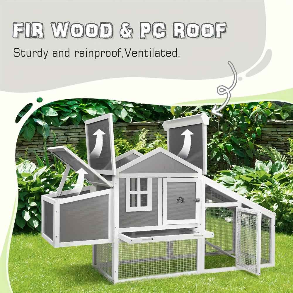 Chicken Coop Rabbit Hutch Large Wooden House Run Hatch Box Open Roof