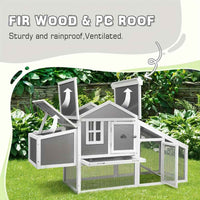 Thumbnail for Chicken Coop Rabbit Hutch Large Wooden House Run Hatch Box Open Roof