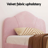 Thumbnail for King Single Bed Velvet Pink Bed Frame OLAN - Contemporary Style