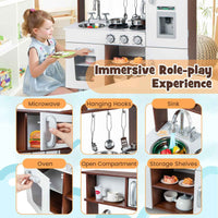 Thumbnail for LIFEZEAL Kitchen Play Set Pretend Play Toys Wooden Cooking Accessories w/ Realistic Sounds & Lights