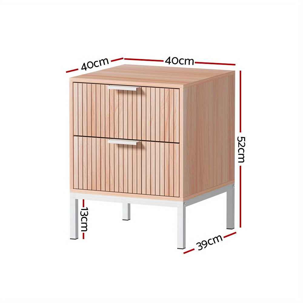 Bedside Table with 2 Drawers - LURA Pine