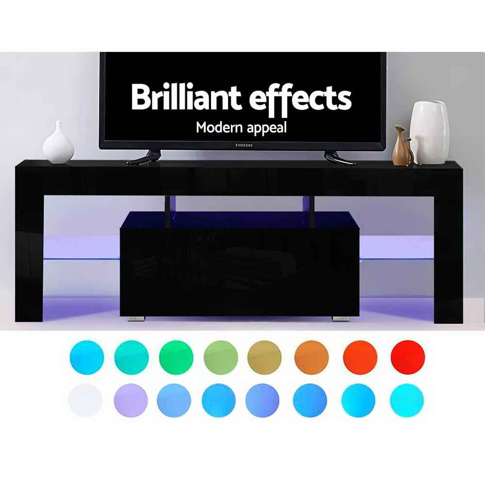 Artiss Entertainment Unit TV Cabinet LED RGB 130cm Storage Drawers Black