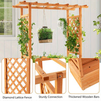 Thumbnail for Large Wooden Raised Planter Garden Bed Container w/Top Trellis for Vine Climbing Plant Flower