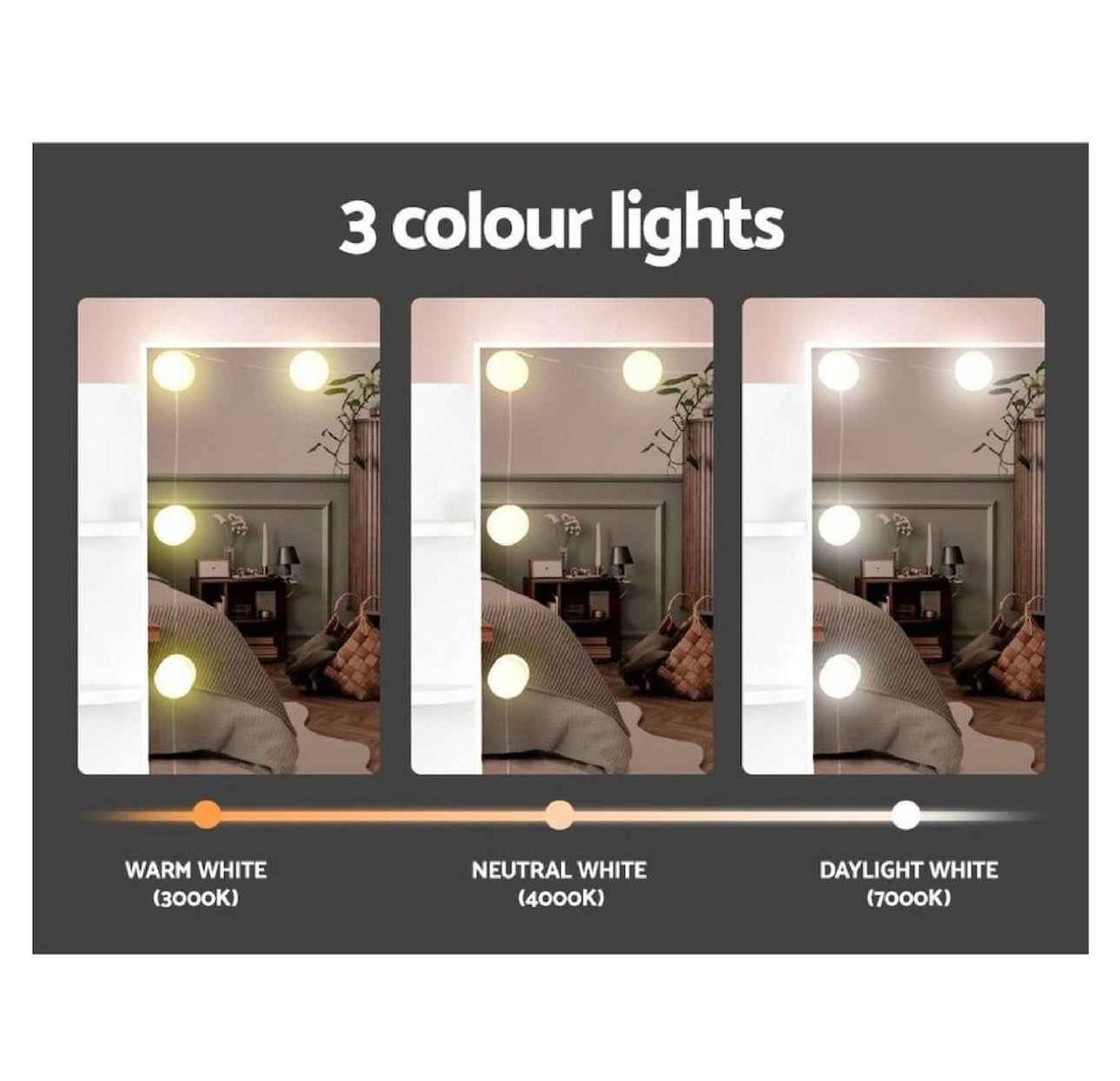 LED dresser with make up chair