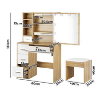 Thumbnail for Dressing Table & Stool Set Make up Vanity – Natural/White Finish