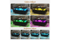 LED Coffee Table with 4 Storage Drawers Rectangle High Gloss Central Table with Open Display Shelf Black