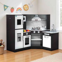 Thumbnail for Keezi Kids Kitchen Play Set Wooden Pretend Cooking Playset w/Sounds Lights Black