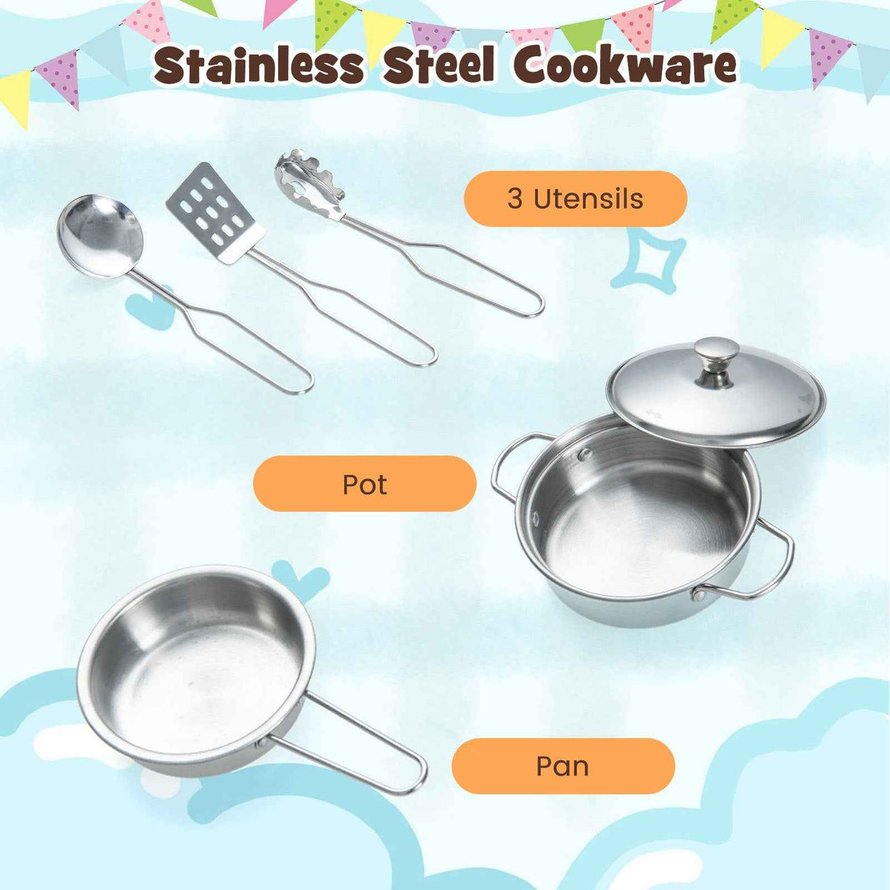 LIFEZEAL Kitchen Play Set Pretend Play Toys Wooden Cooking Accessories w/ Realistic Sounds & Lights