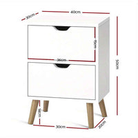 Thumbnail for Bedside Table with 2 Drawers - BODEN White 1 x