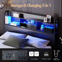 Thumbnail for Ufurniture Queen bed / Double bed  LED Bed Frame with USB Charging & Storage Drawers - Modern Metal Platform Bed