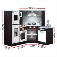 Thumbnail for Keezi Kids Kitchen Play Set Wooden Pretend Cooking Playset w/Sounds Lights Black