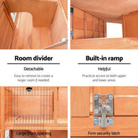 Thumbnail for I. Pet 2-Tier Outdoor Wooden Chicken Coop & Rabbit Hutch