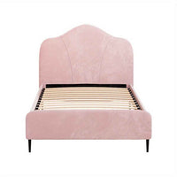 Thumbnail for King Single Bed Velvet Pink Bed Frame OLAN - Contemporary Style