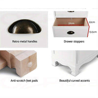 Thumbnail for Artiss 2x Bedside Table 3 Drawers Side Table Storage Cabinet Nightstand White