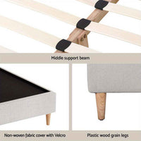 Thumbnail for ZORA Double bed Beige Bed Frame - Contemporary Hardwood Design by ARTISS