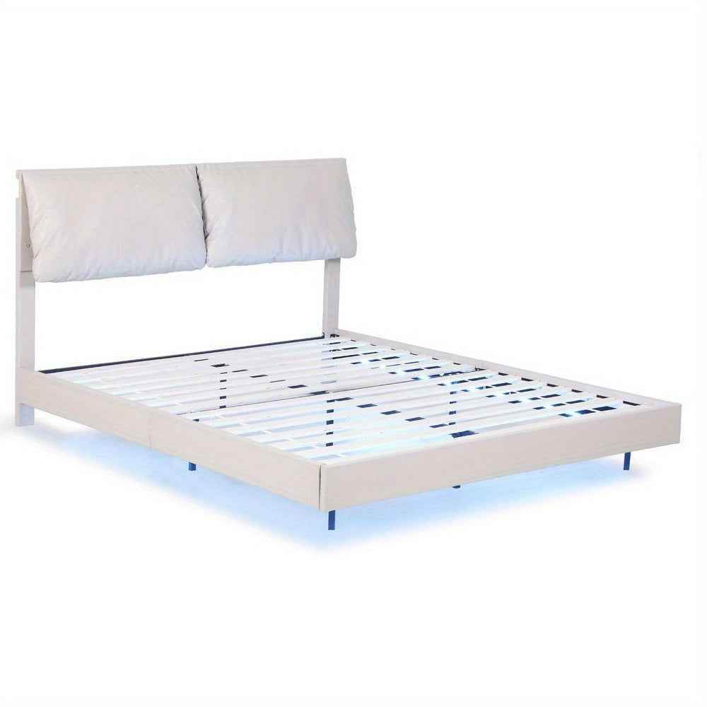 ARTISS Contemporary Double Bed Frame with RGB LED Headboard | USB Powered