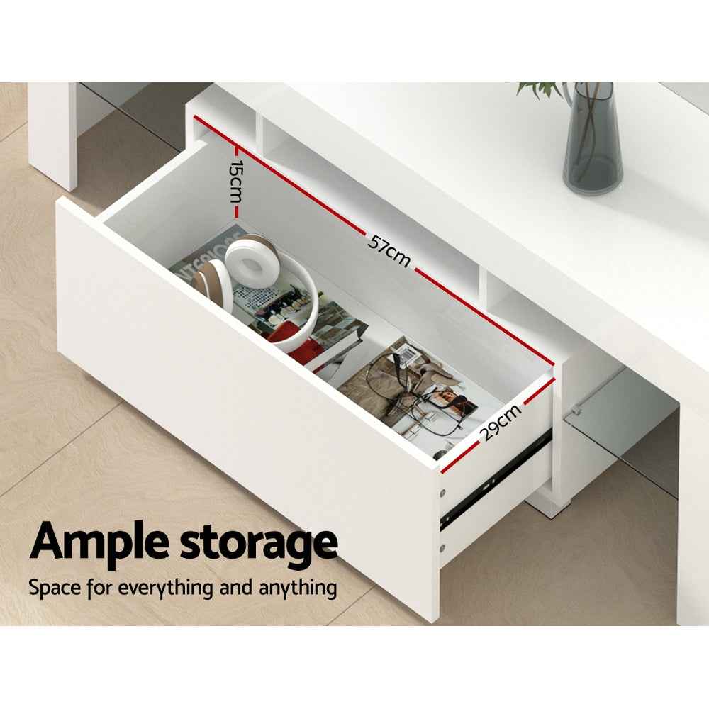 Artiss Entertainment Unit TV Cabinet LED RGB 130cm Storage Drawers White