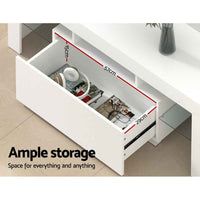 Thumbnail for Artiss Entertainment Unit TV Cabinet LED RGB 130cm Storage Drawers White