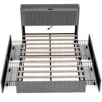 Thumbnail for Velvet Bed Frame: 4 Drawers, USB Charging, Modern Platform Queen bed / Double double Size Bed Frame