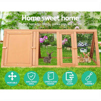 Thumbnail for i.Pet Rabbit Hutch Chicken Coop Run Wooden Cage Guinea Pig House Outdoor cage