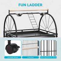 Thumbnail for 176cm Large Advwin Bird Cage Parrot Aviary with Stand-alone Perch, Wheels and Brake